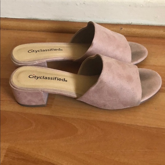 Pink Suede Open Toe Heels - Picture 2 of 2